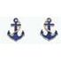 Earrings - Gold Anchor Blue Glitter