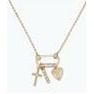 Necklace - Cross + Heart with Crystal