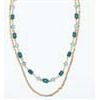 Necklace - Blue Crystals + Gold Chain
