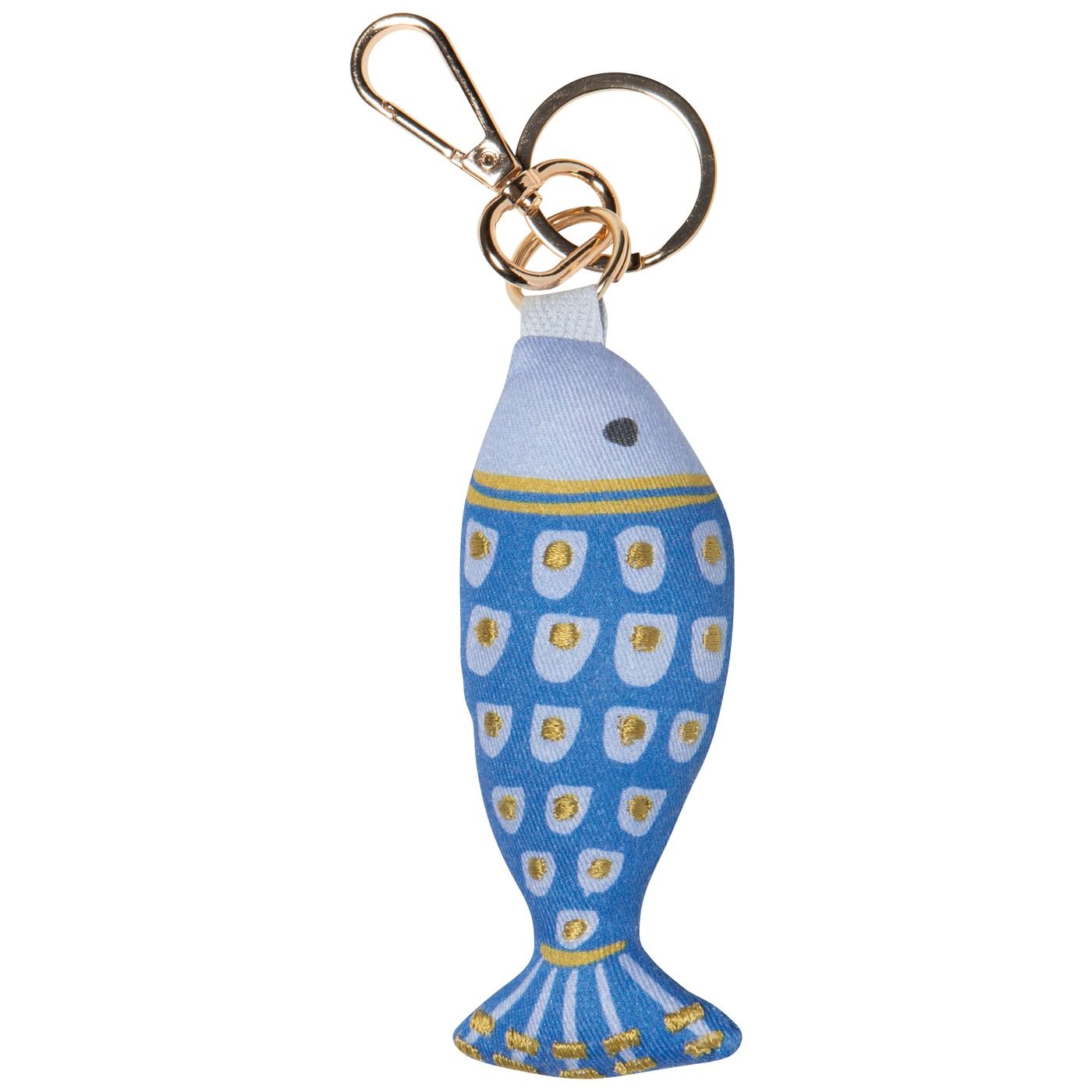 Fishies Cotton Bag Charm Outer: Cotton; Fill: Polyester; Hardware: Zinc W4.25 × H2"
