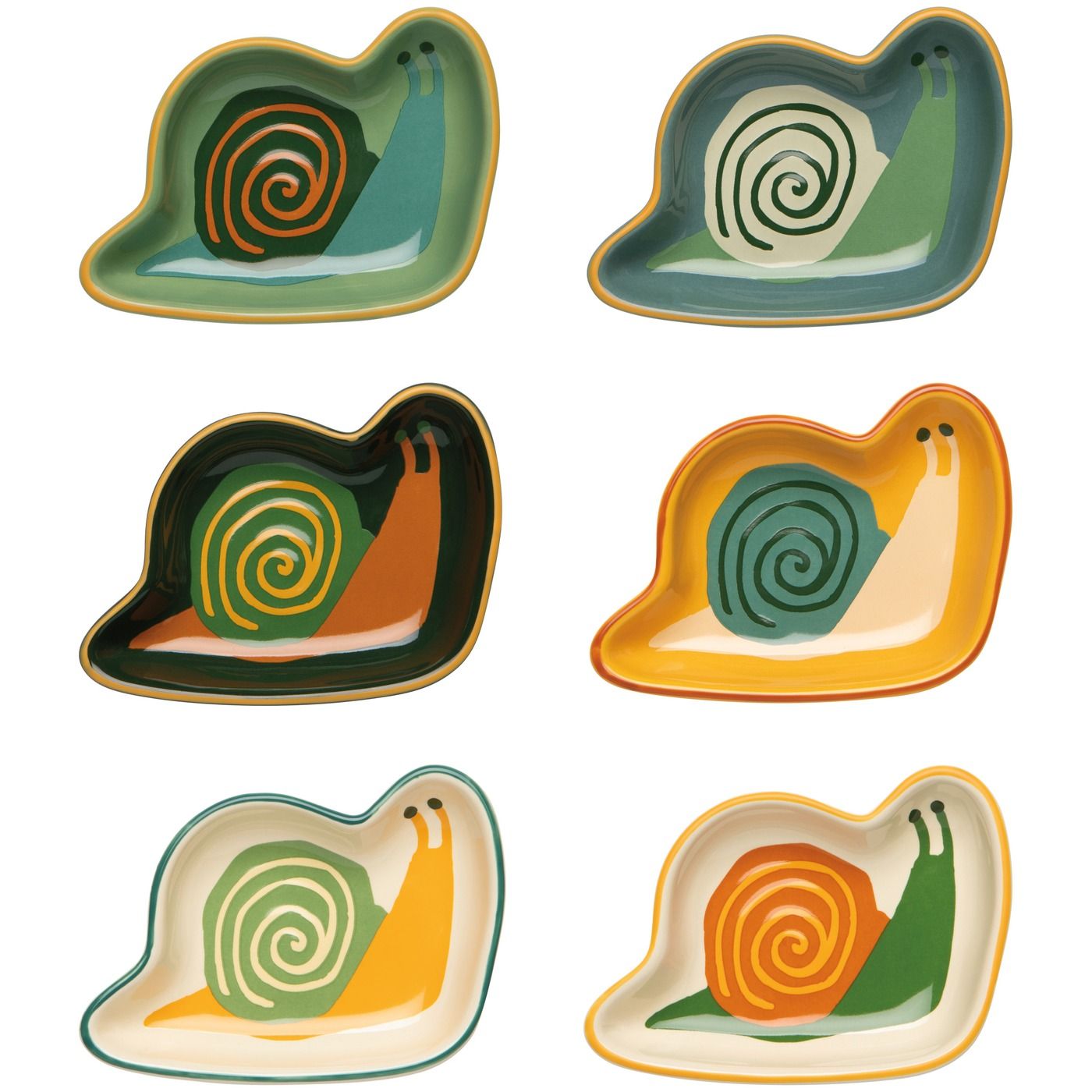 Shaped Pinch Bowls - Gnome Grown Snails Set/6 Assorted W4 × L3 × H1" 2 oz