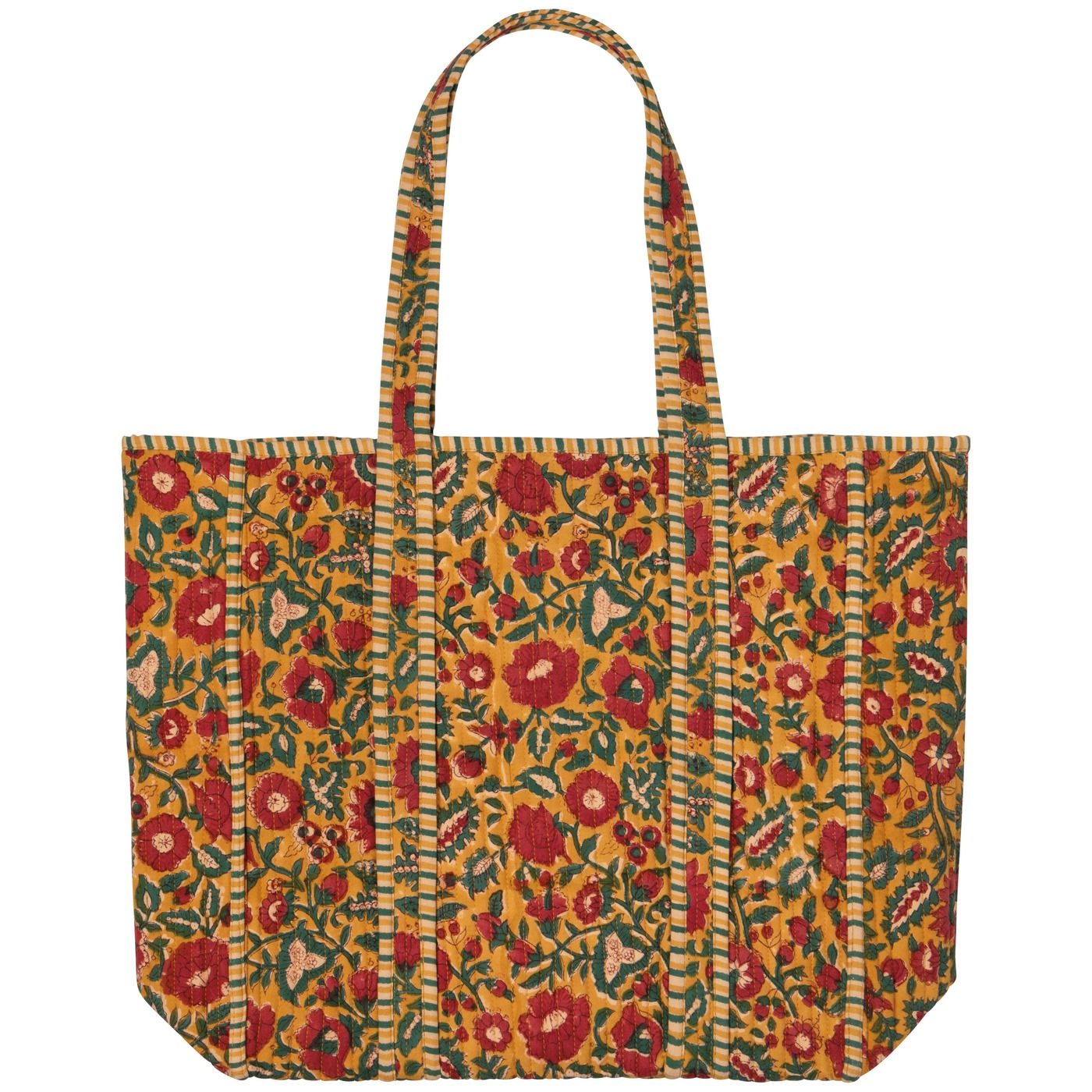 Block Print Totes - Dahlia W14.5 × H15.5 × D6" / Strap Drop 12"