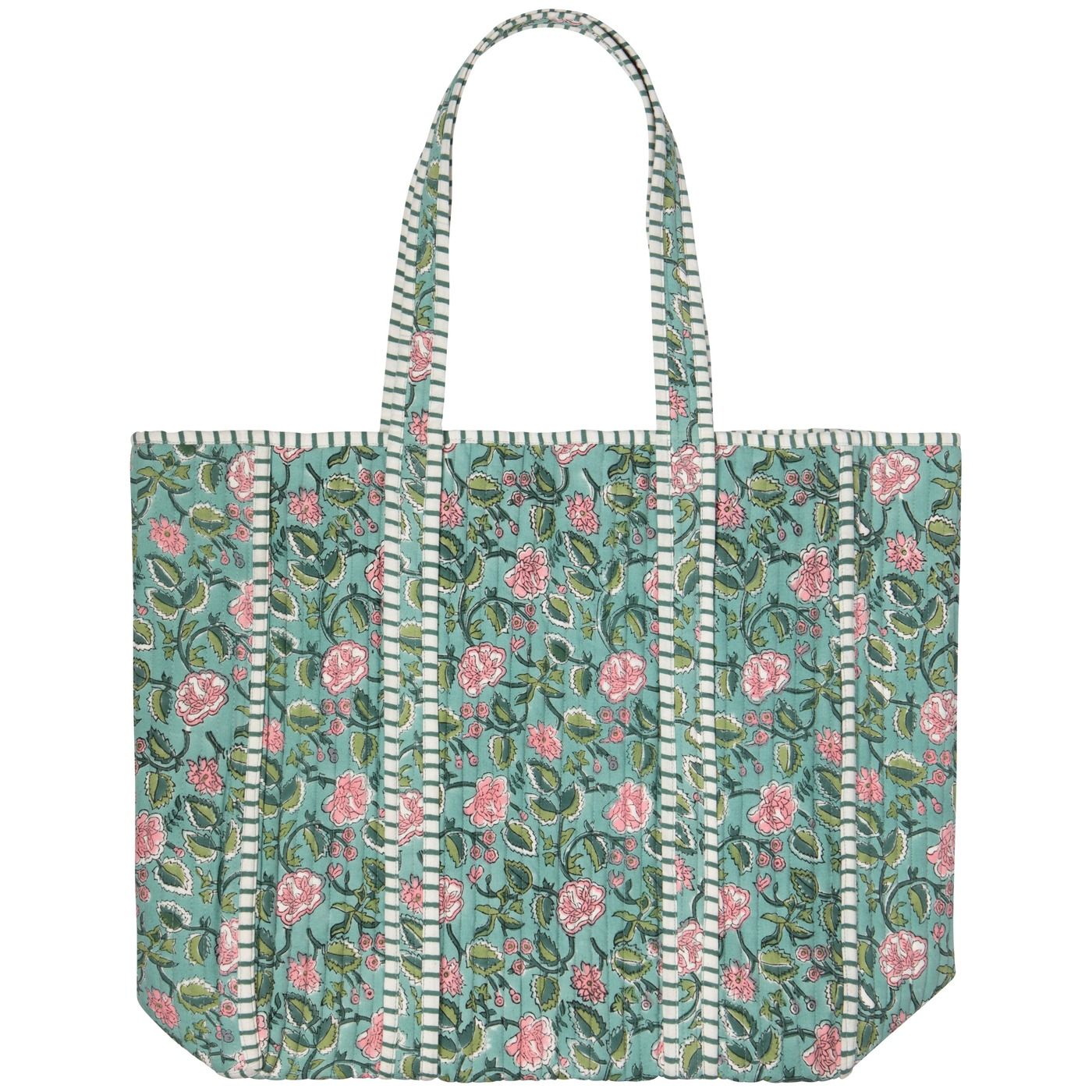 Block Print Totes - Carnation W14.5 × H15.5 × D6" / Strap Drop 12"