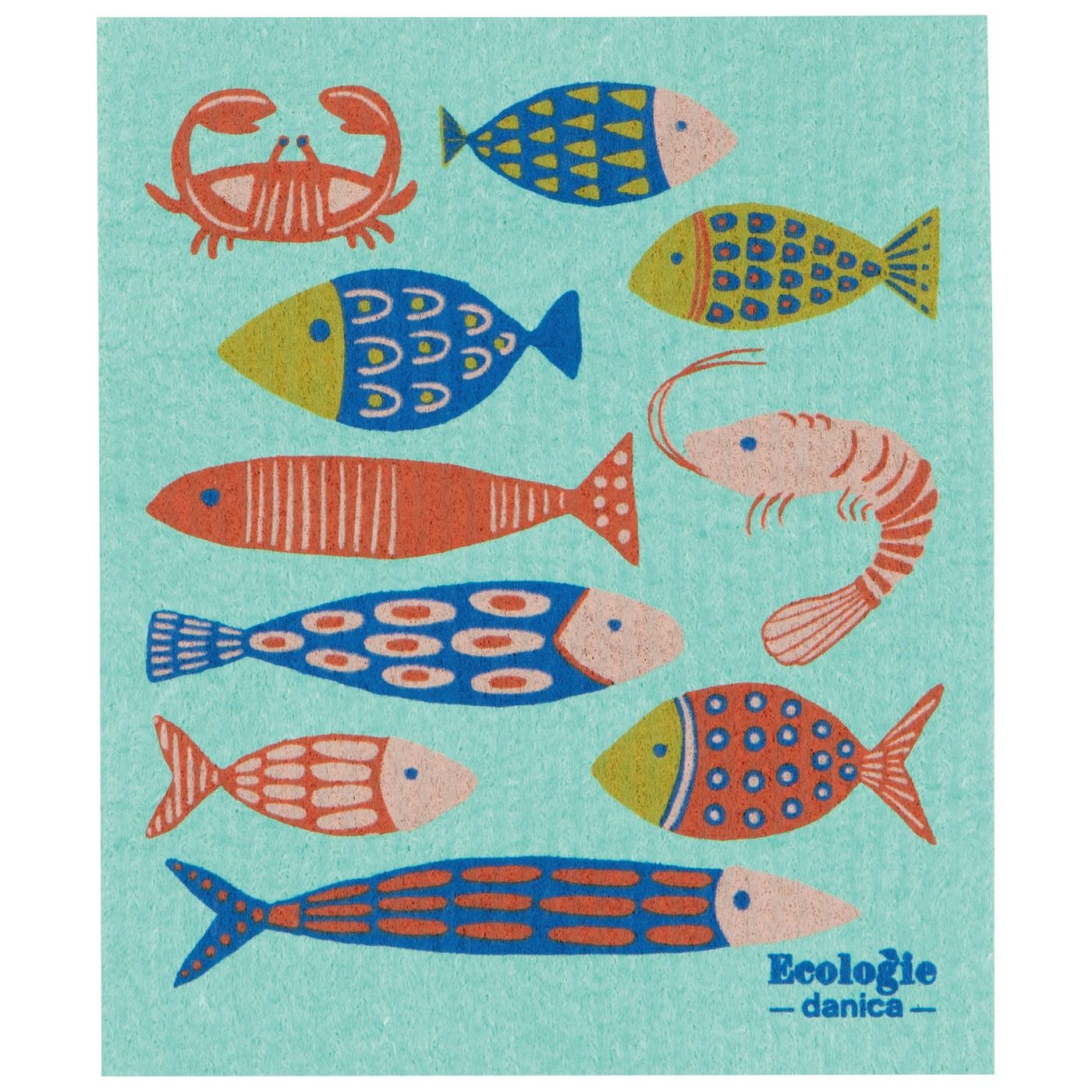 Fishies Swedish Dishcloth 70% Cellulose, 30% Cotton W6.5 × L8"