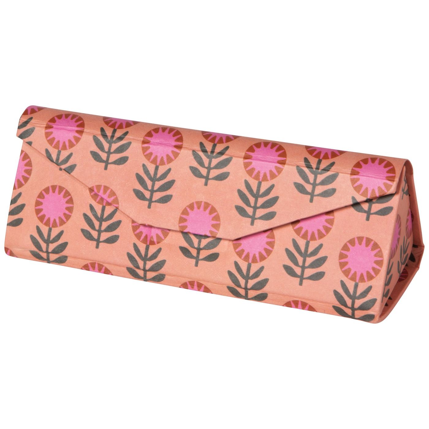 Sunburst Foldaway Glasses Case Outer: Recycled Cotton Paper; Lining: Polyester Velvet W6.5 × L2.5 × H2.25" (Expanded) / W2.5 × L6.5 × H0.6" (Collapsed)