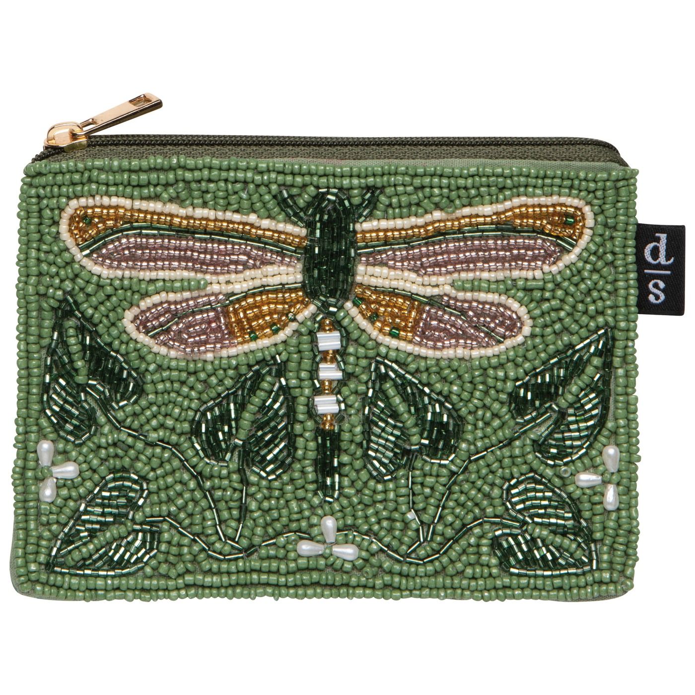 Pond's Edge Beaded Pouch Body: Cotton; Beads: Glass W5.25 × L3.75"