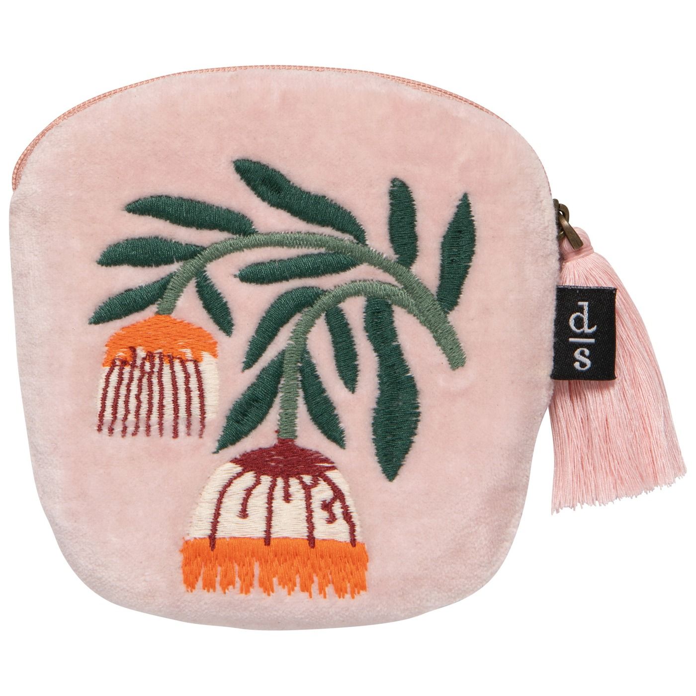 Venus Embroidered Coin Purse Outer: Cotton Velvet; Lining: Cotton; Embroidery: Polyester W4.5 × L4.5"