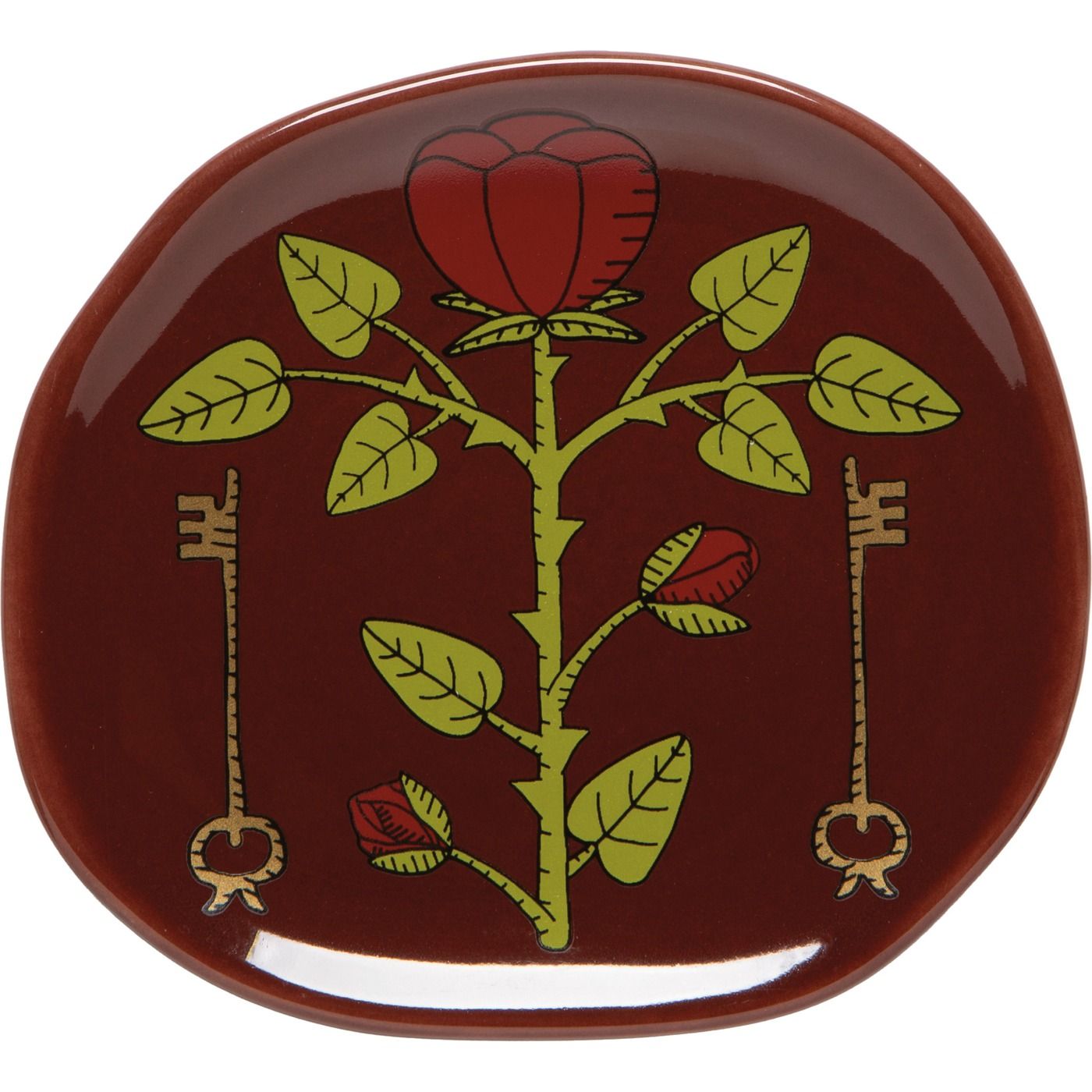 Rose Briar Trinket Tray Metallic Gold, Stoneware W4.16 × L3.75"