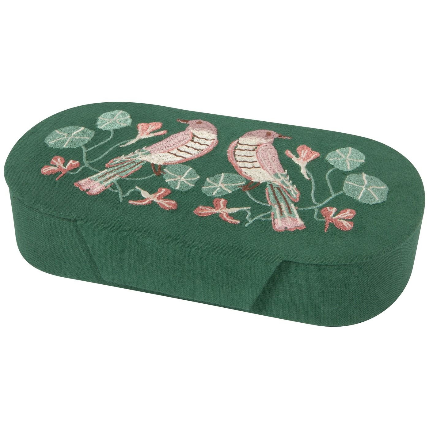 Pond's Edge Embroidered Jewelry Box Box: Cotton; Lining: Polyester Velvet W4.5 × L8 × H1.5"