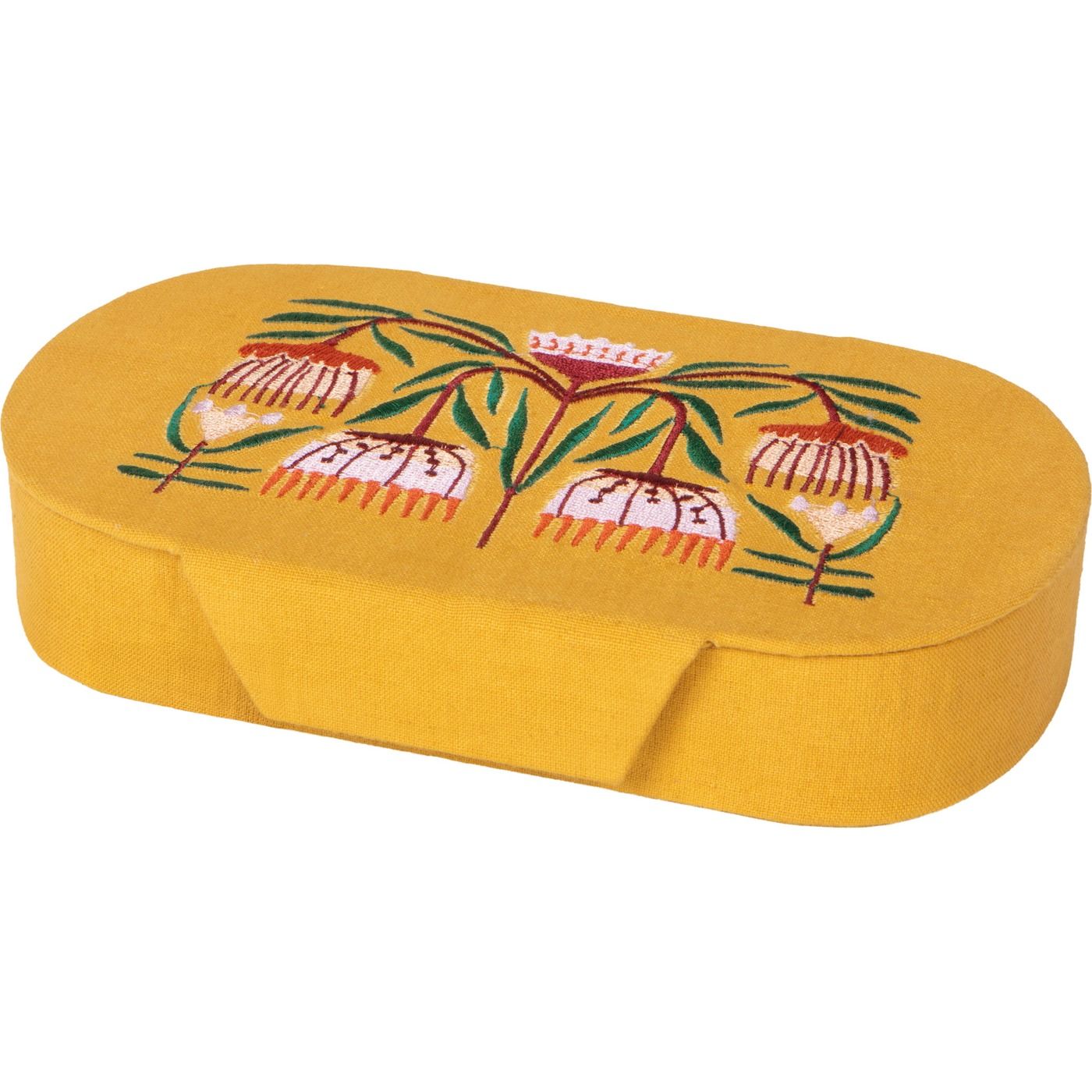 Venus Embroidered Jewelry Box Box: Cotton; Lining: Polyester Velvet W4.5 × L8 × H1.5"
