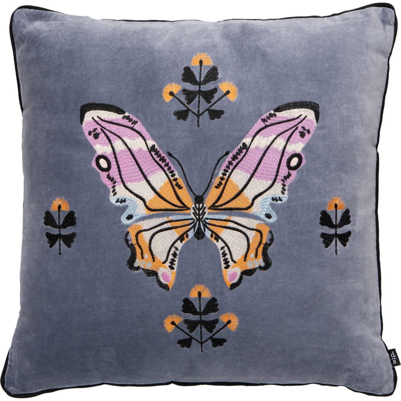 Aurora Embroidered Throw Pillow Outer: Cotton Velvet; Fill: Polyester; Embroidery: Polyester W18 × L18"