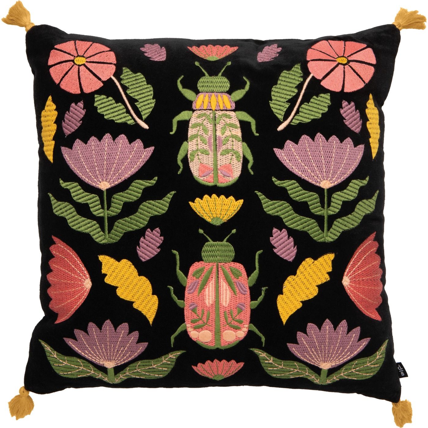 Amulet Embroidered Throw Pillow Outer: Cotton Velvet; Fill: Polyester; Embroidery: Polyester W18 × L18"