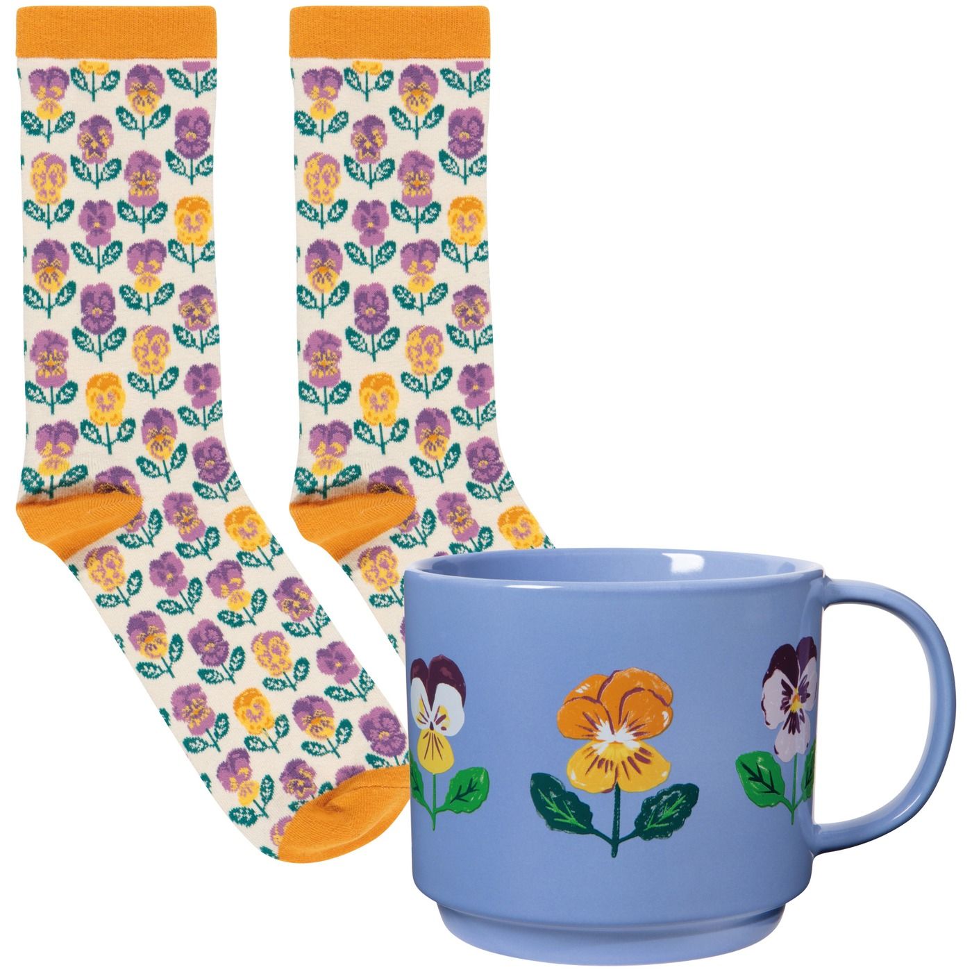Mom's the Word - Pansy Mug and Socks Set Mug: Stoneware; Socks: 70% Cotton, 28% Polyester, 2% Spandex DIA3.75 × H3.5" 16 oz