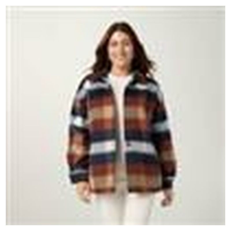 Adley Button Front Overshirt - Navy/Spice L/XL