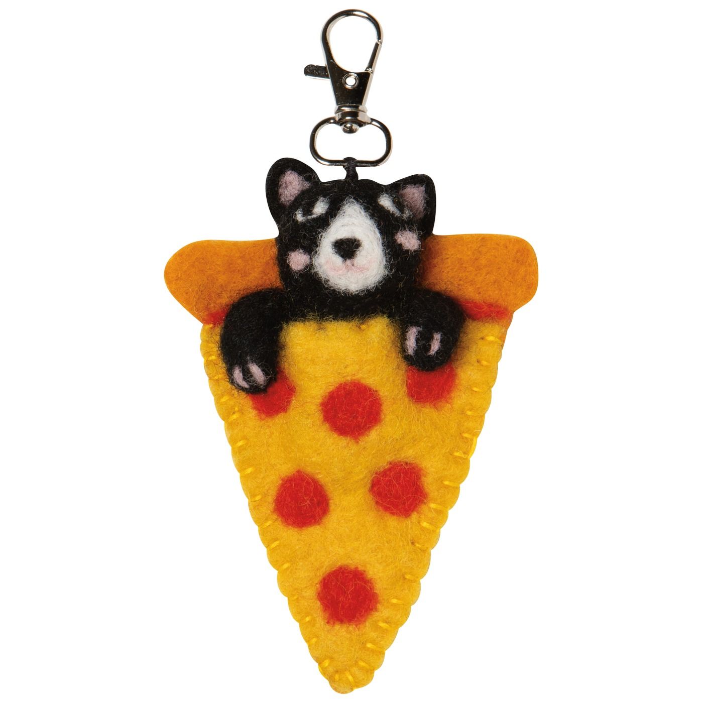 Snack Cats Felt Wool Bag Charm Body: Wool; Hardware: Stainless Steel H4.3 × 2.8"