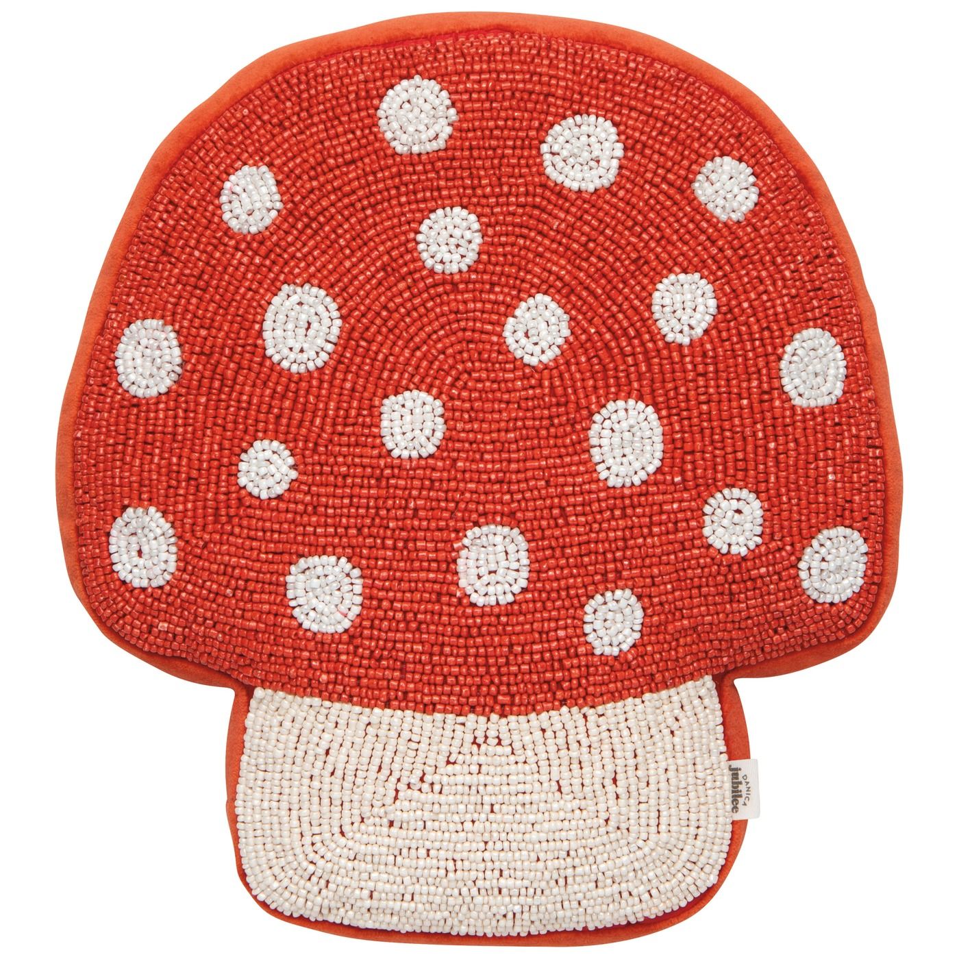 In the Forest - Toadstool Beaded Pillow Outer: Cotton Velvet; Fill: Polyester; Beads: Glass W10.75 × L11.5"