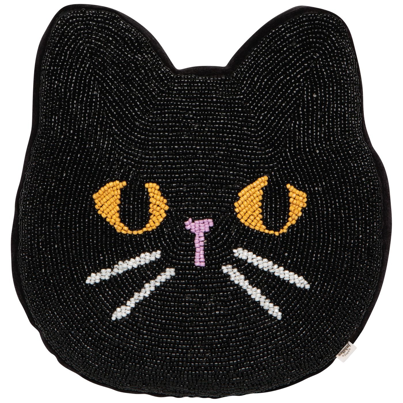 Beaded Pillows - Black Cat W10.5 × L10.25"
