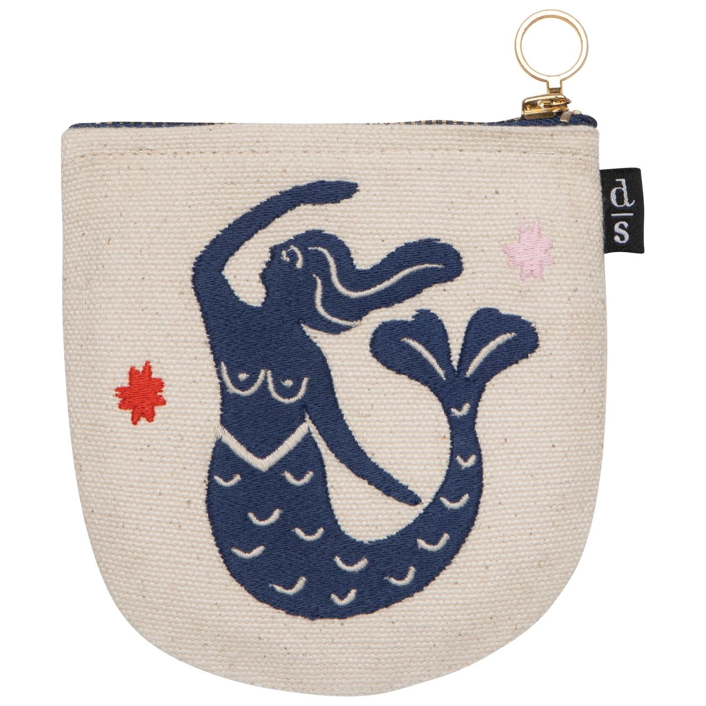 Siren Halfmoon Pouch Body: Cotton Embroidery: Polyester W4.5 × L4.5"