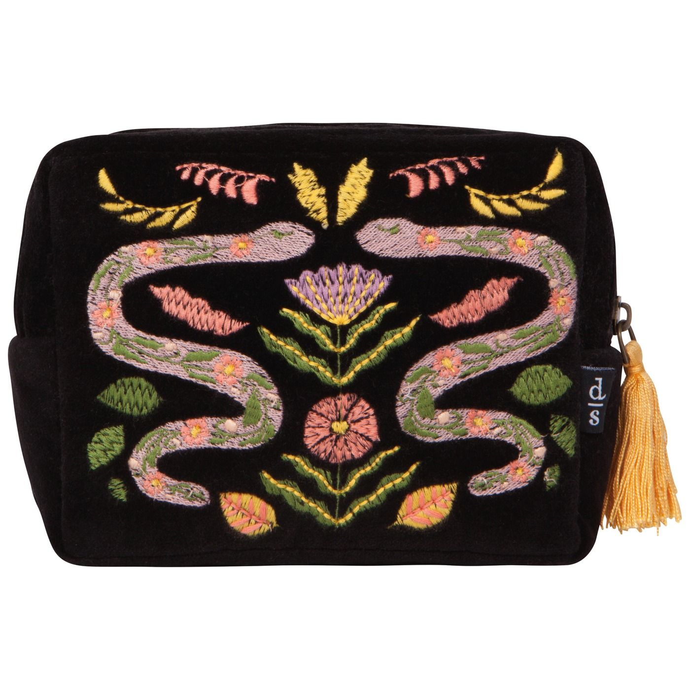 Amulet Embroidered Pouch Outer: Cotton Velvet; Lining: Cotton; Embroidery: Polyester L5.75 × D2.75 × H4.75"