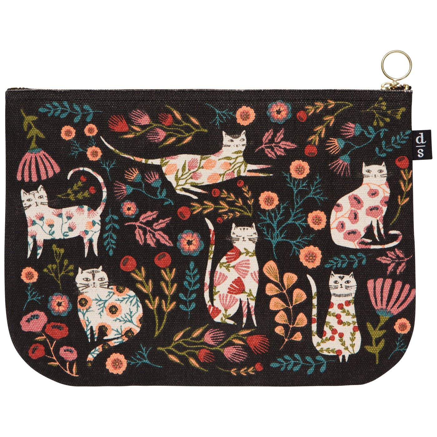 Catbloom Large Zipper Pouch Cotton W9.75 × L7"