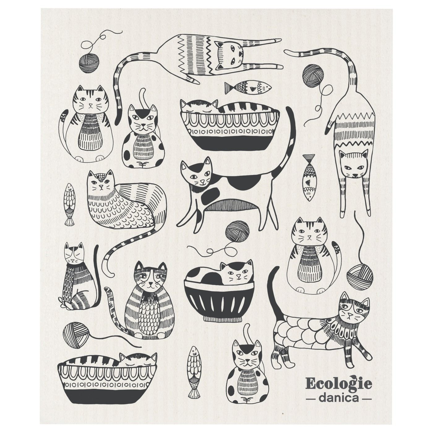 Swedish Dishcloths - Purr Party W6.5 × L8"