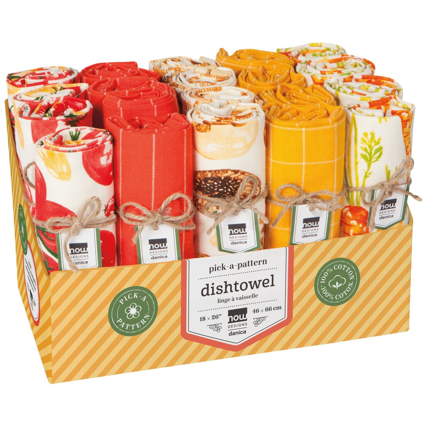 Locally Grown Dishtowel Counter Display Unit CDU: L10.5 × D6 × H7" / Dishtowel: W18 × L26"