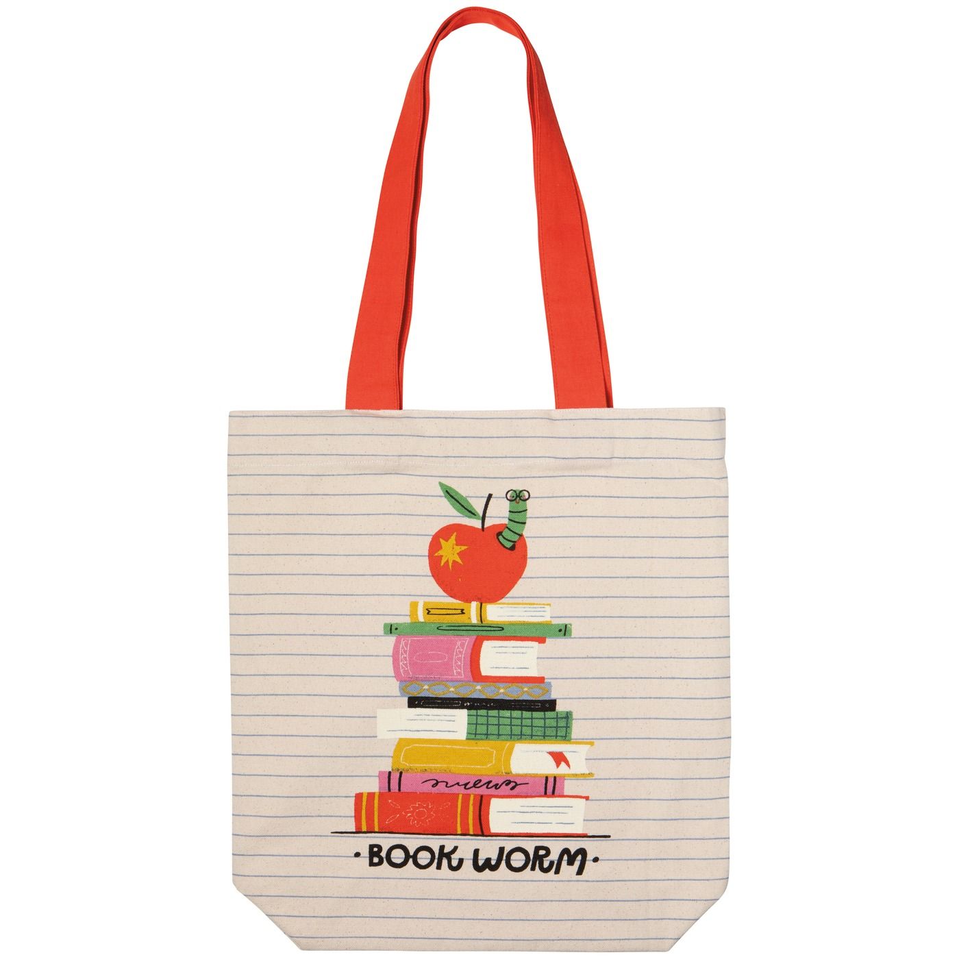 Book Worm Everyday Tote Bag Cotton W14 × H15 × D4" / Strap Drop 9"