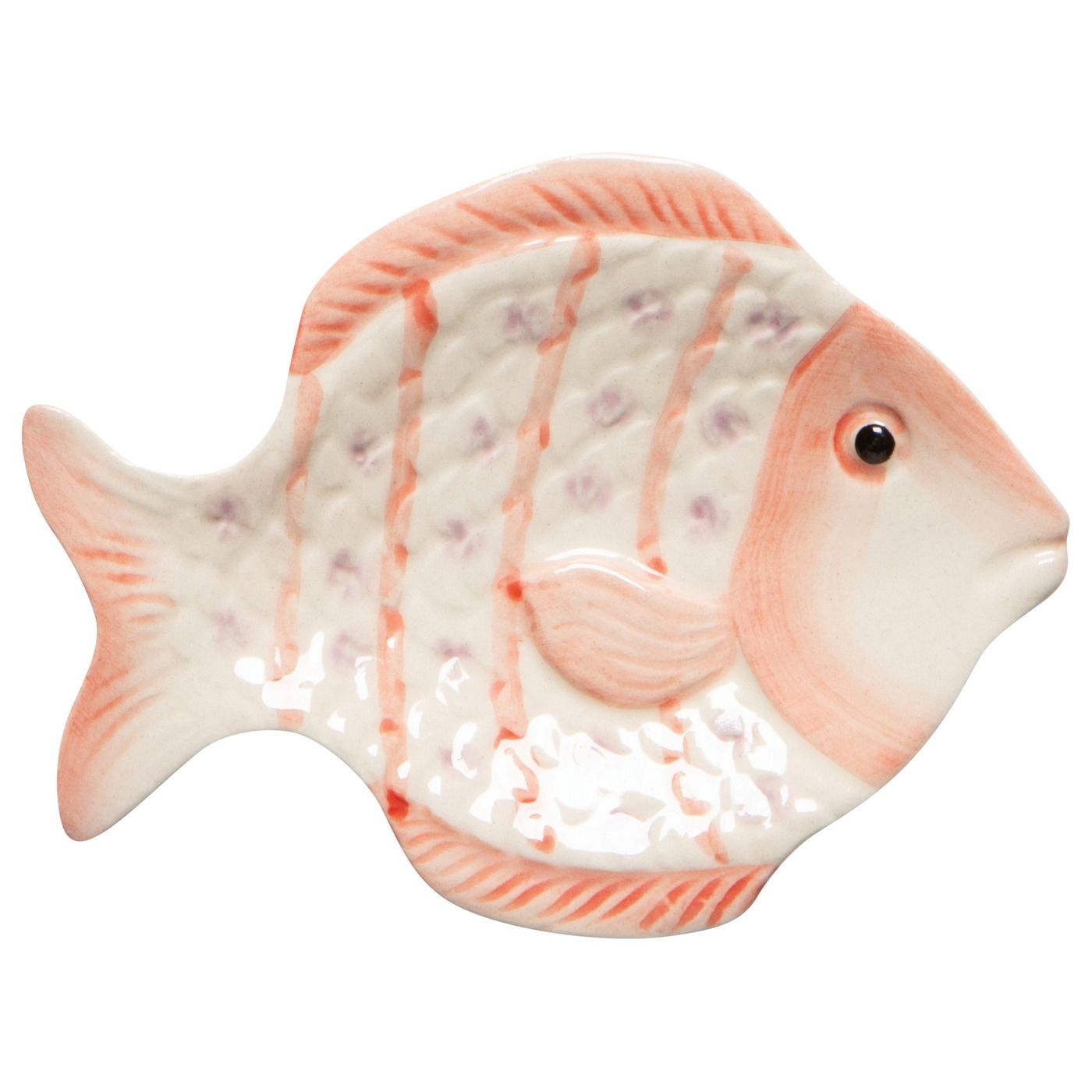 Fishies Coral Dot Fish Dish Stoneware W4.25 × L3.25 × H0.5"