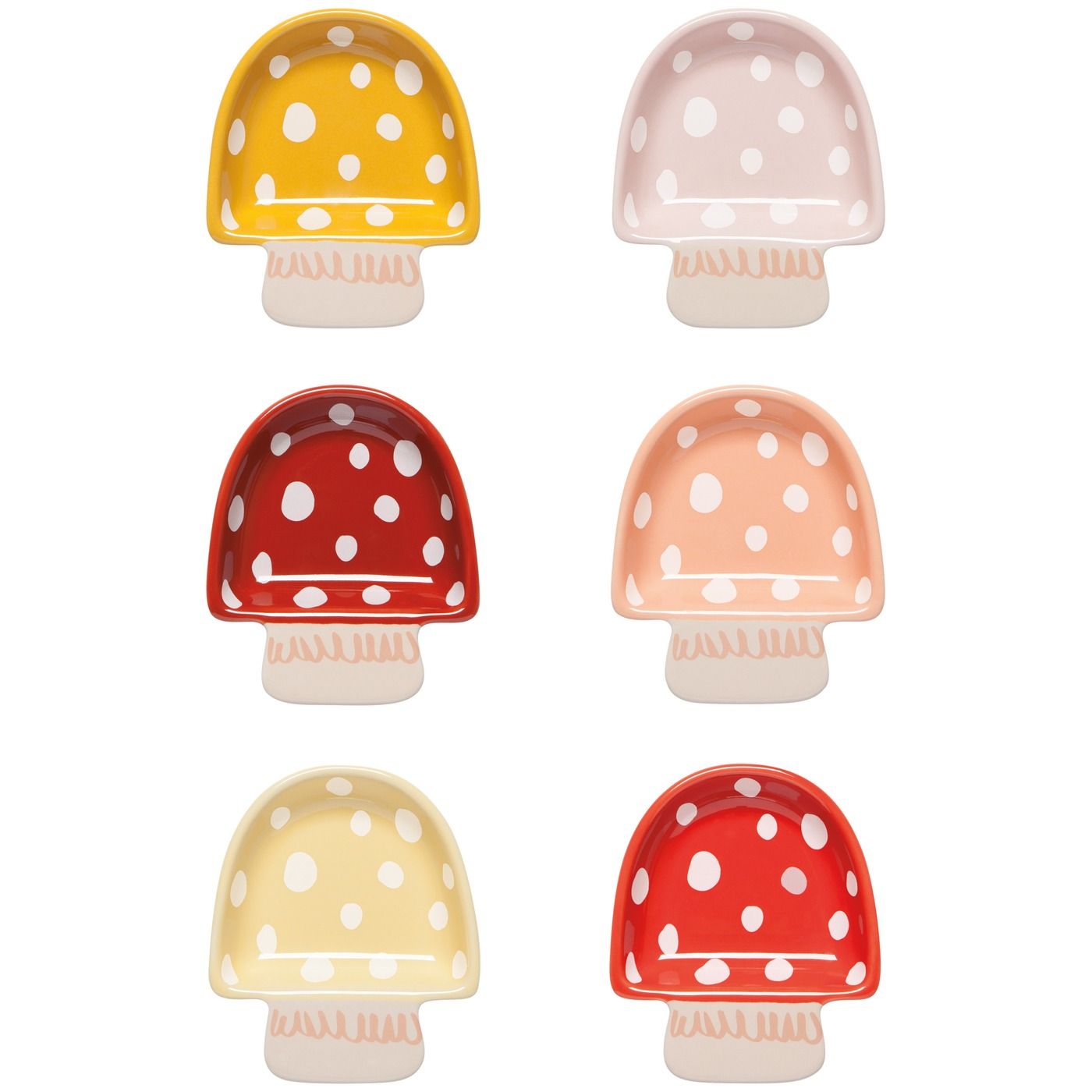 Shaped Pinch Bowls - Toadstool Set/6 Assorted W3.5 × L4 × H1" 2 oz
