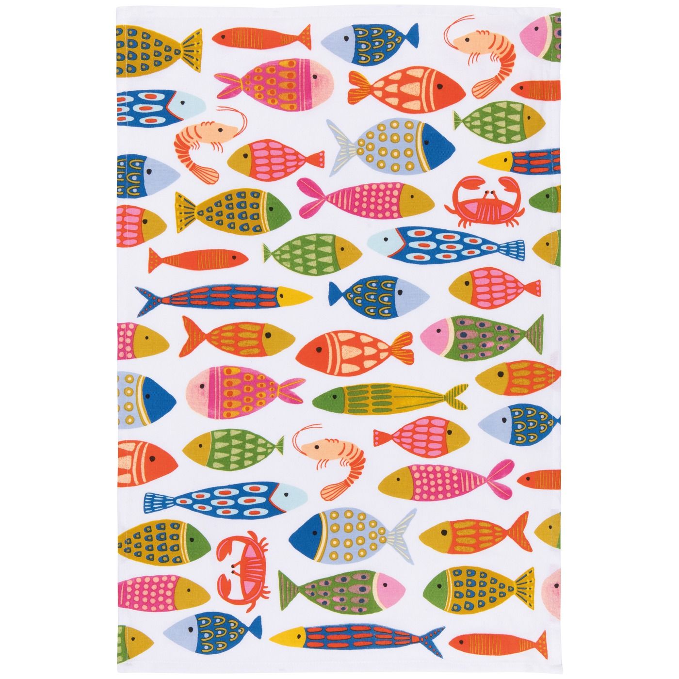 Fishies Printed Dishtowel Cotton W18 × L28"