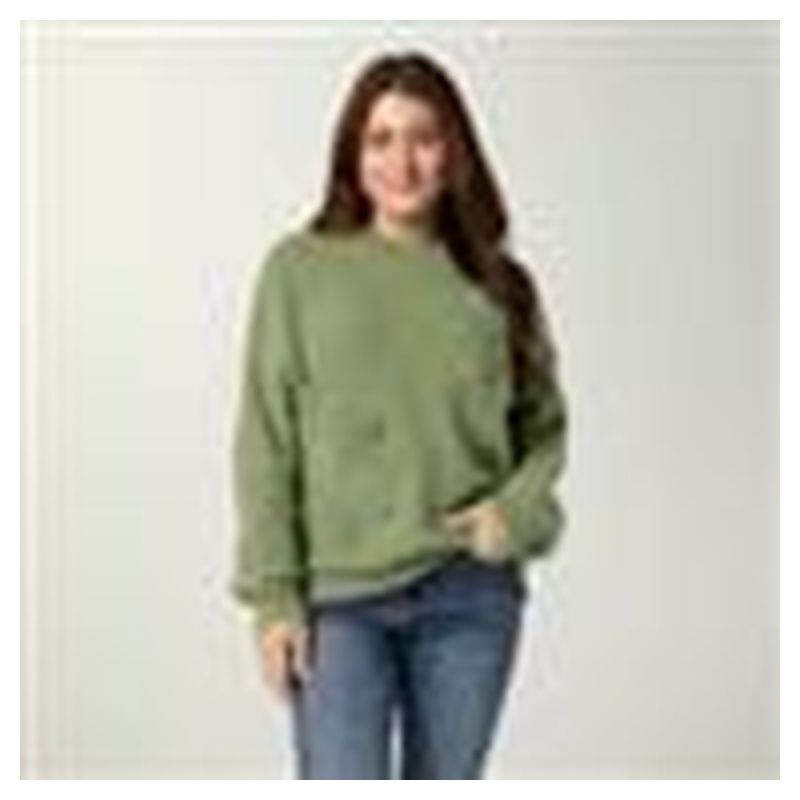 Liesel Sweater with Floral Applique - Dusty Olive S/M