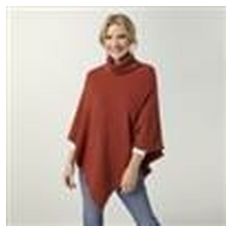 Heavenly-Luxe Cable Knit Turtleneck Poncho - Spice