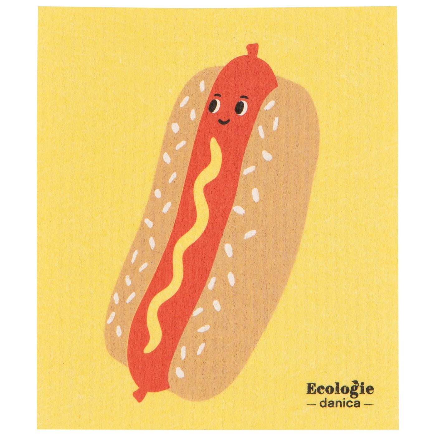 Hot Dog Swedish Dishcloth 70% Cellulose, 30% Cotton W6.5 × L8"