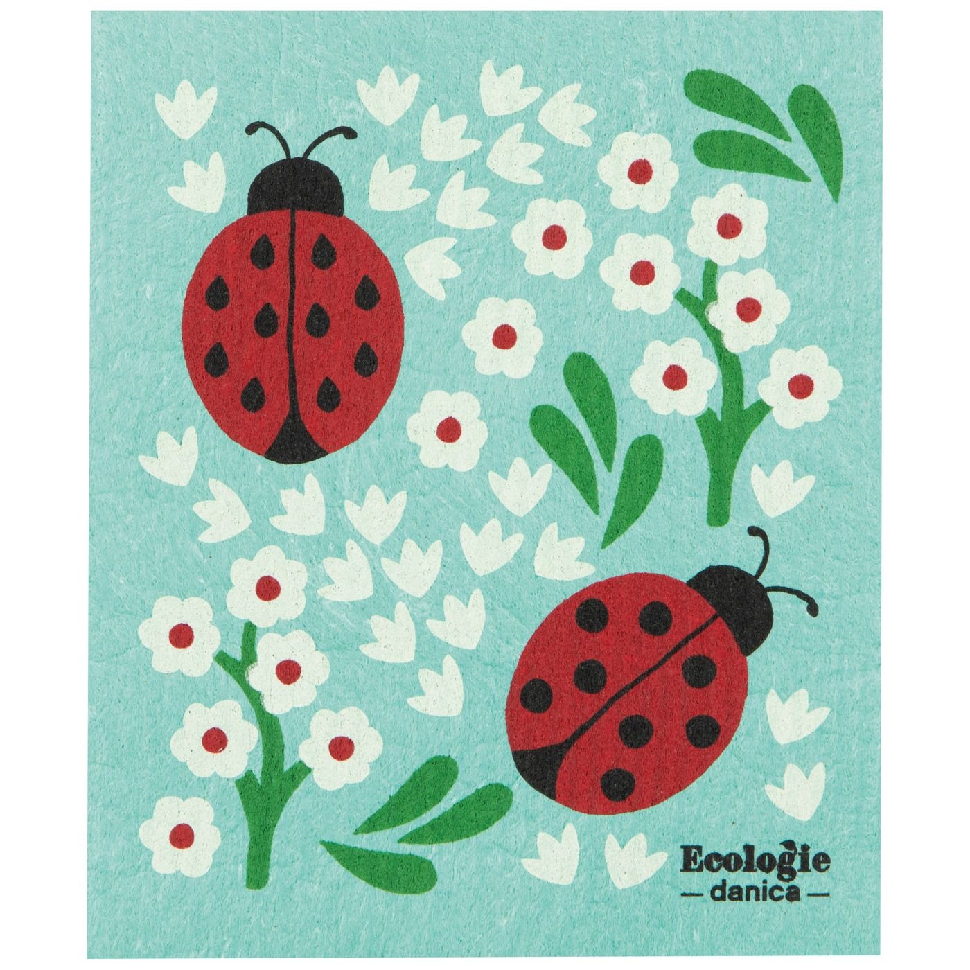 Ladybugs Swedish Dishcloth 70% Cellulose, 30% Cotton W6.5 × L8"