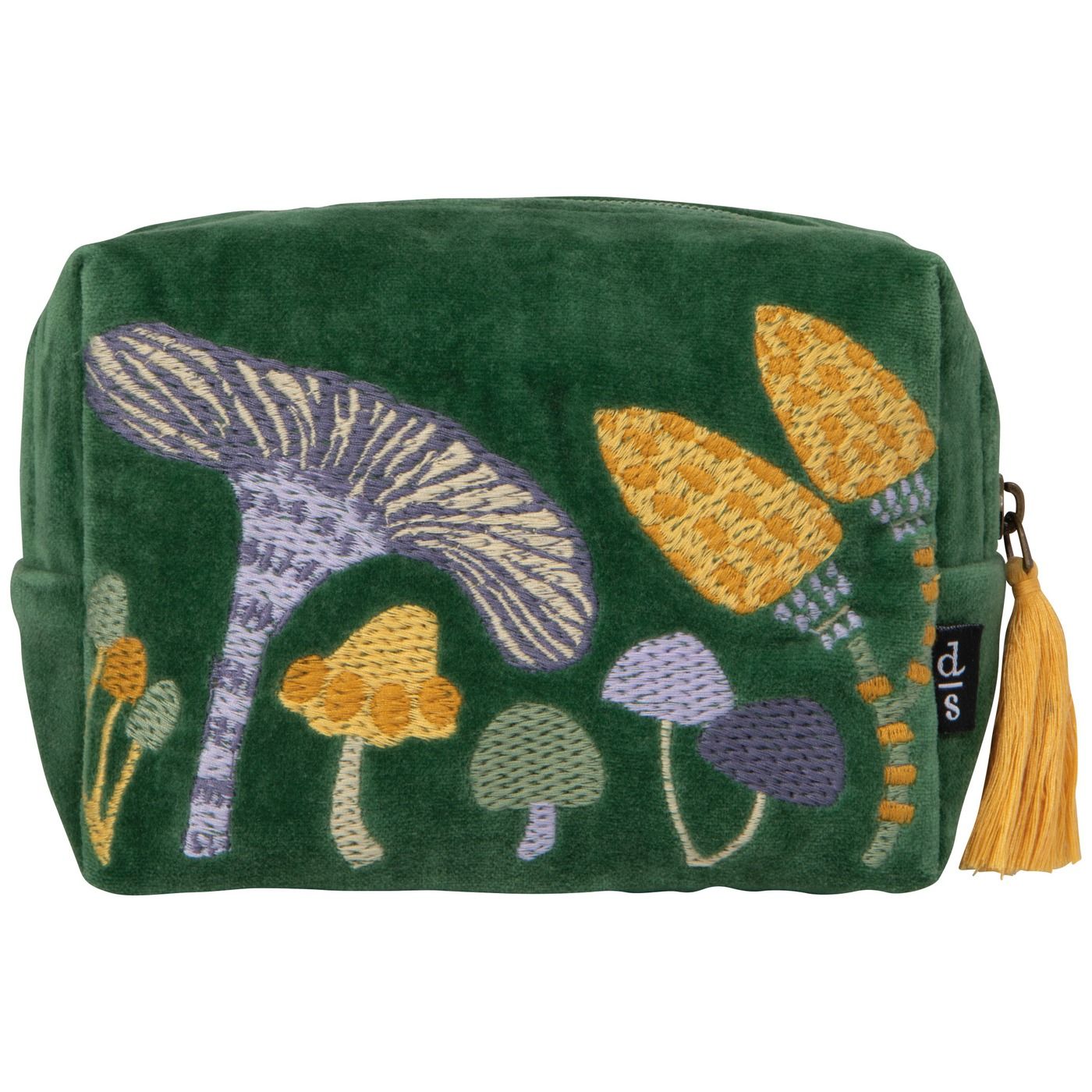 Wildgrove Embroidered Pouch Outer: Cotton Velvet; Lining: Cotton; Embroidery: Polyester L5.75 × D2.75 × H4.75"