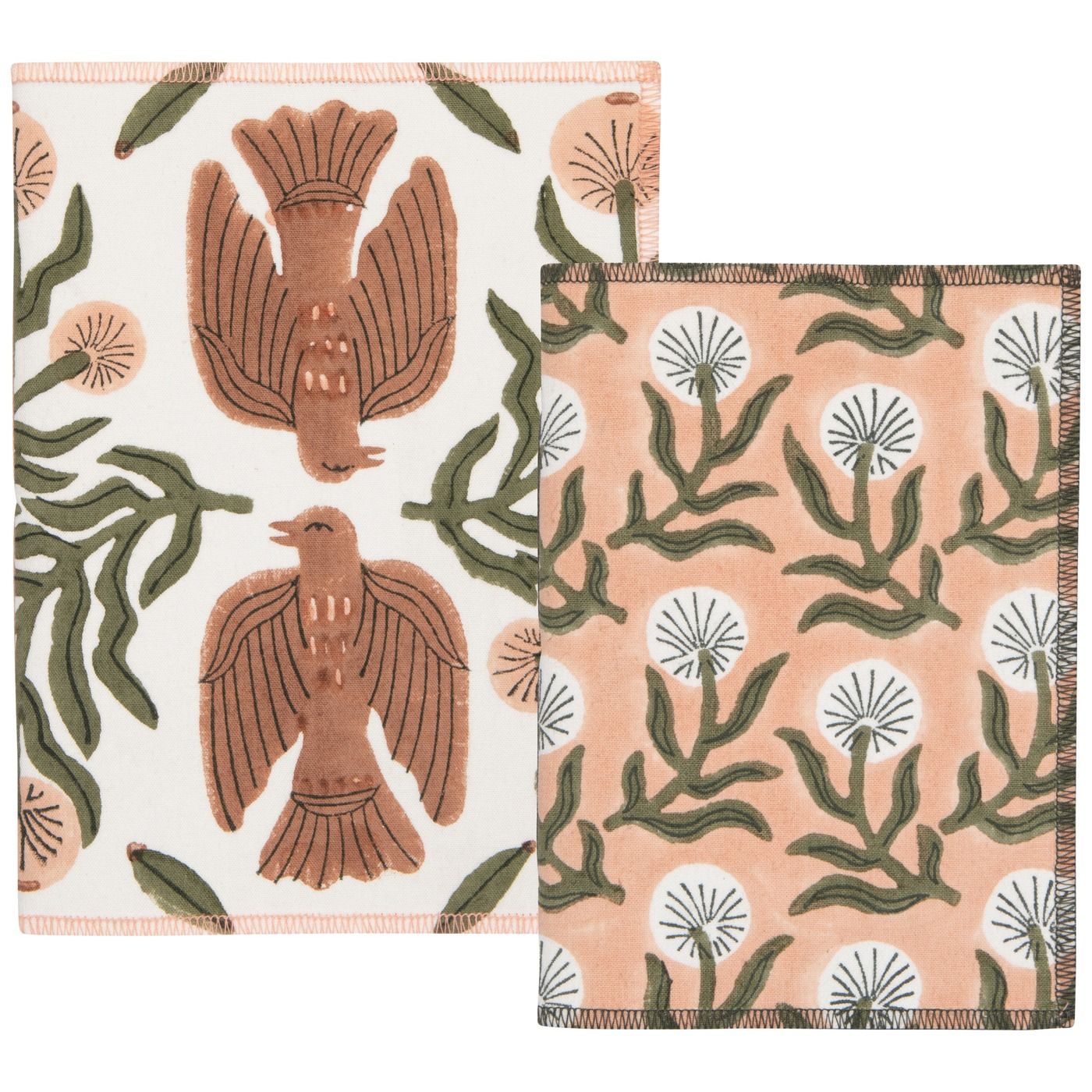 Peregrine Block Print Notebooks Set/2 Assorted Outer: Cotton; Body: Paper W6 × L8" / W5 × L7"
