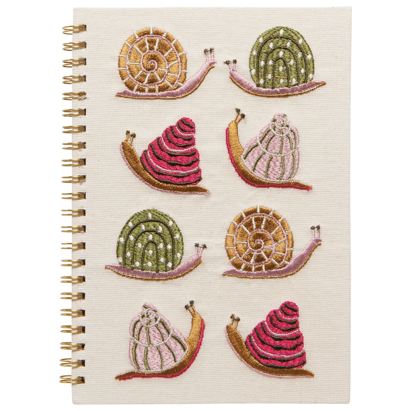 Gardenland Embroidered Notebook Cover: 50% Cotton, 50% Linen; Body: Recycled Paper; Embroidery: Polyester W5.5 × L8 × H0.5"