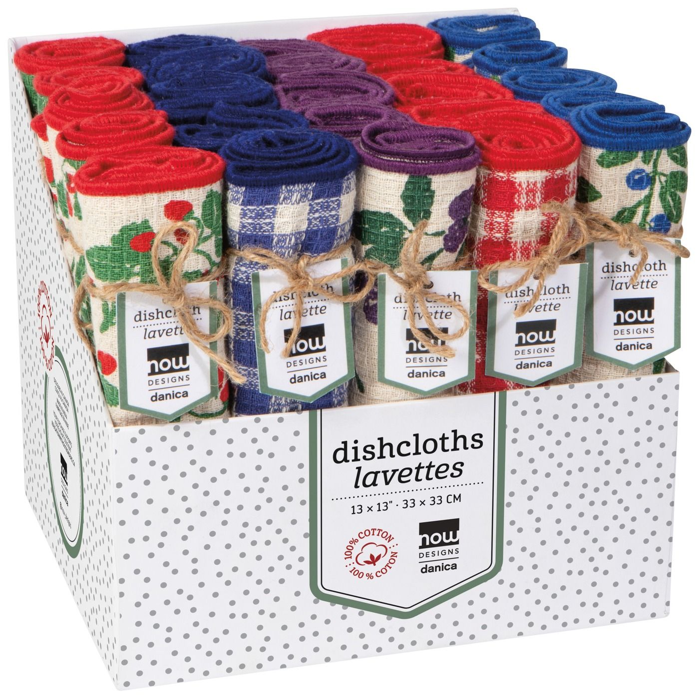 Berry Bramble Dishcloth Counter Display Unit CDU: L7.5 × D6.5 × H6.75" / Dishcloth: W13 × L13"