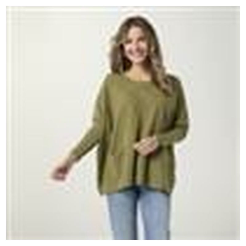 Lightweight Heavenly-Luxe Textured Knit Poncho - Army Green