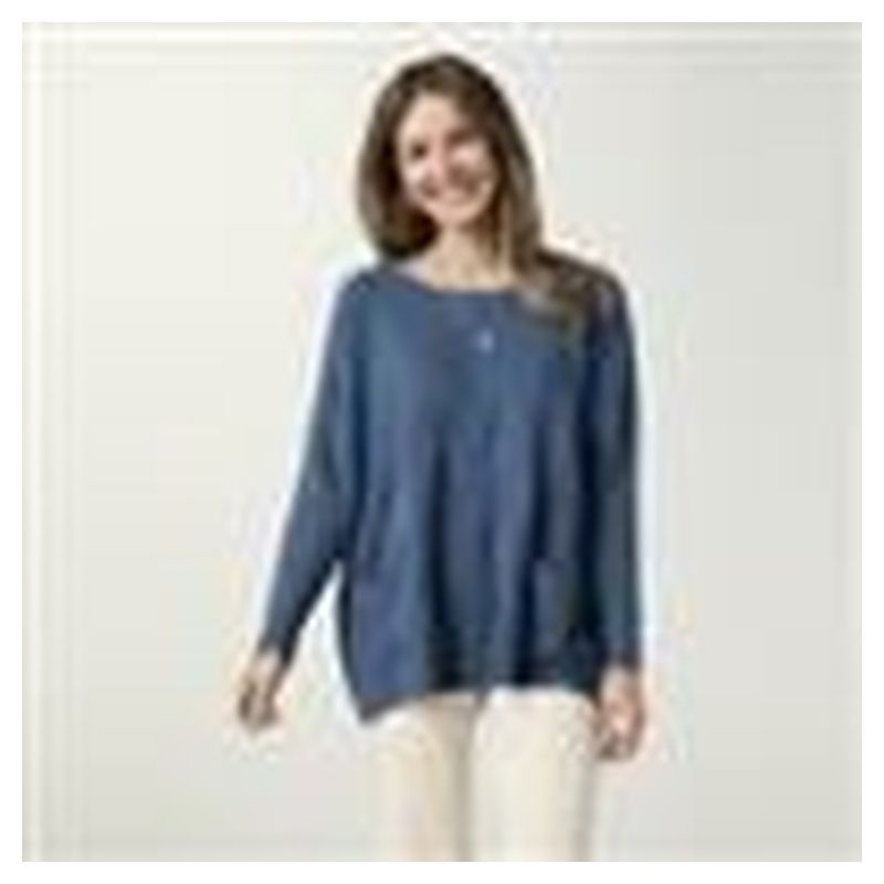Lightweight Heavenly-Luxe Textured Knit Poncho - Stellar Blue