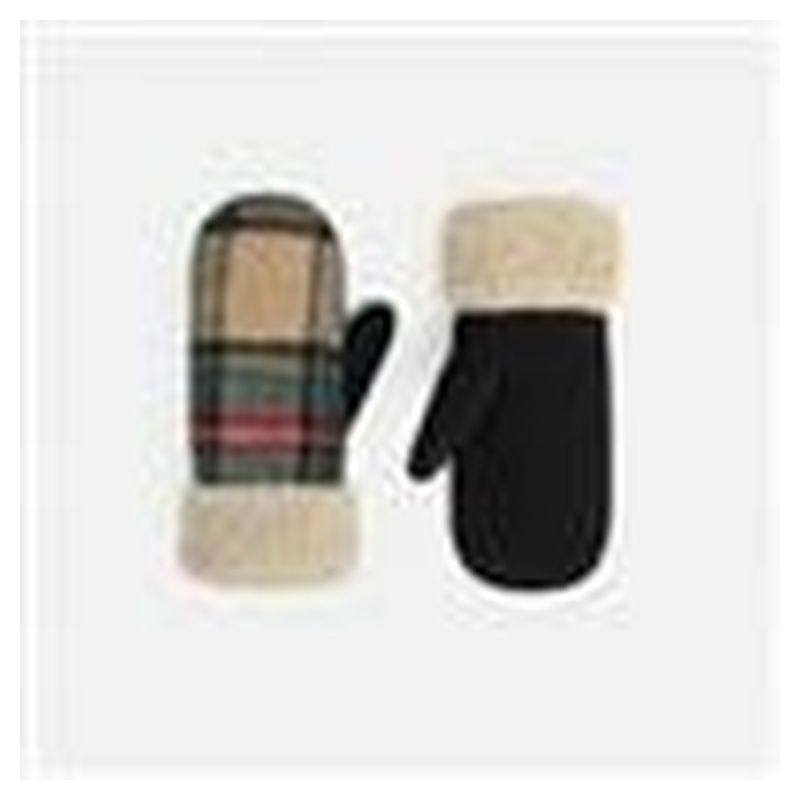 Sherpa Cuff Plaid Mitten - Red/Green