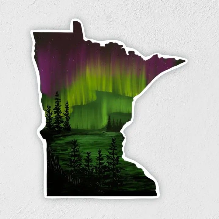 Minnesota Northern Lights Sticker | Hand-Drawn Decal