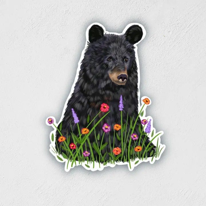 Bear with flowers Sticker/Decal