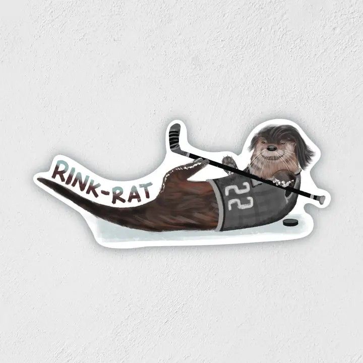 Hockey River Otter Sticker | Hand-Drawn Waterproof Decal