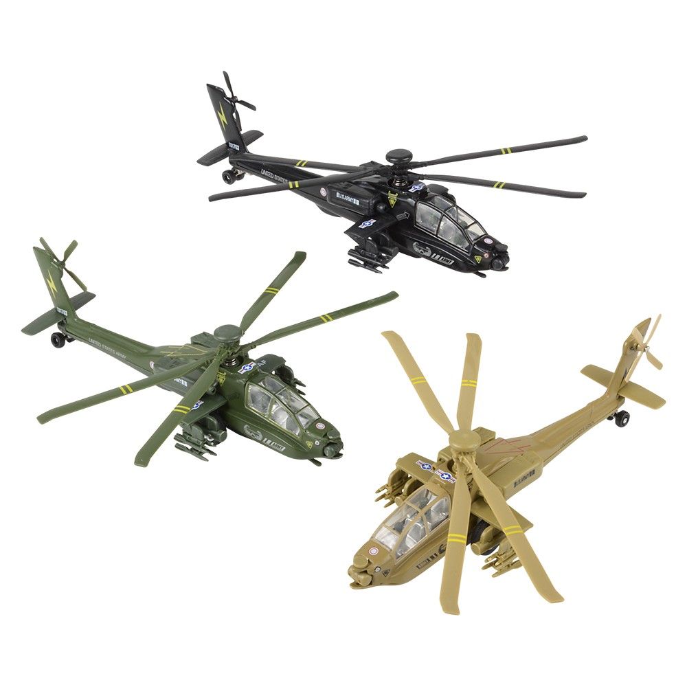 8" Diecast Pullback Apache Helicopter | Toy Network