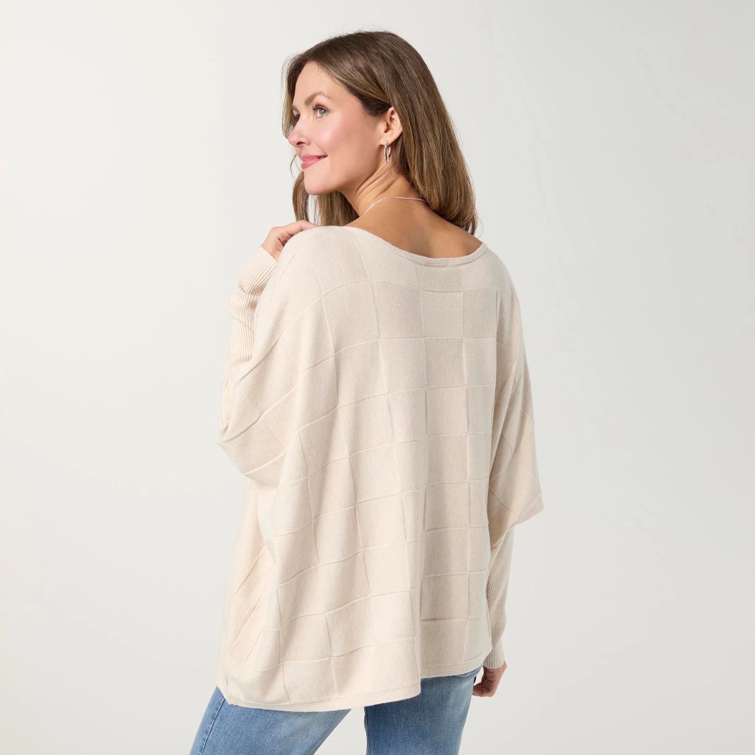 Lightweight Heavenly-Luxe Textured Knit Poncho - Oatmeal