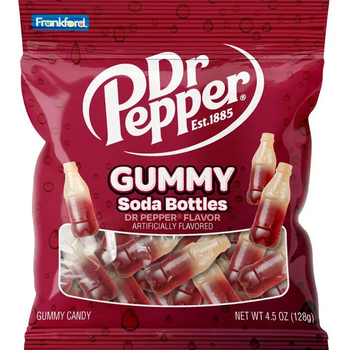 Dr. Pepper Gummy Cola Bottles 4.5oz, 12ct Peg Bag | Grandpa Joe's Candy Shop