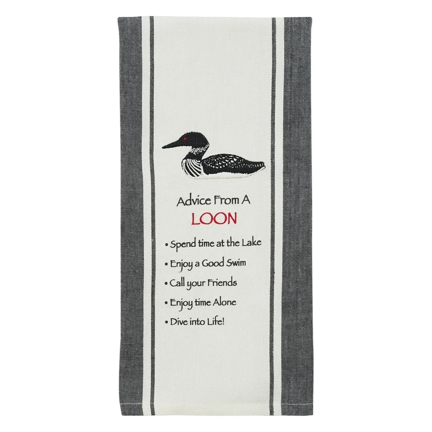 Advice From A Loon Printed Embroidered Dishtowel | Park Designs