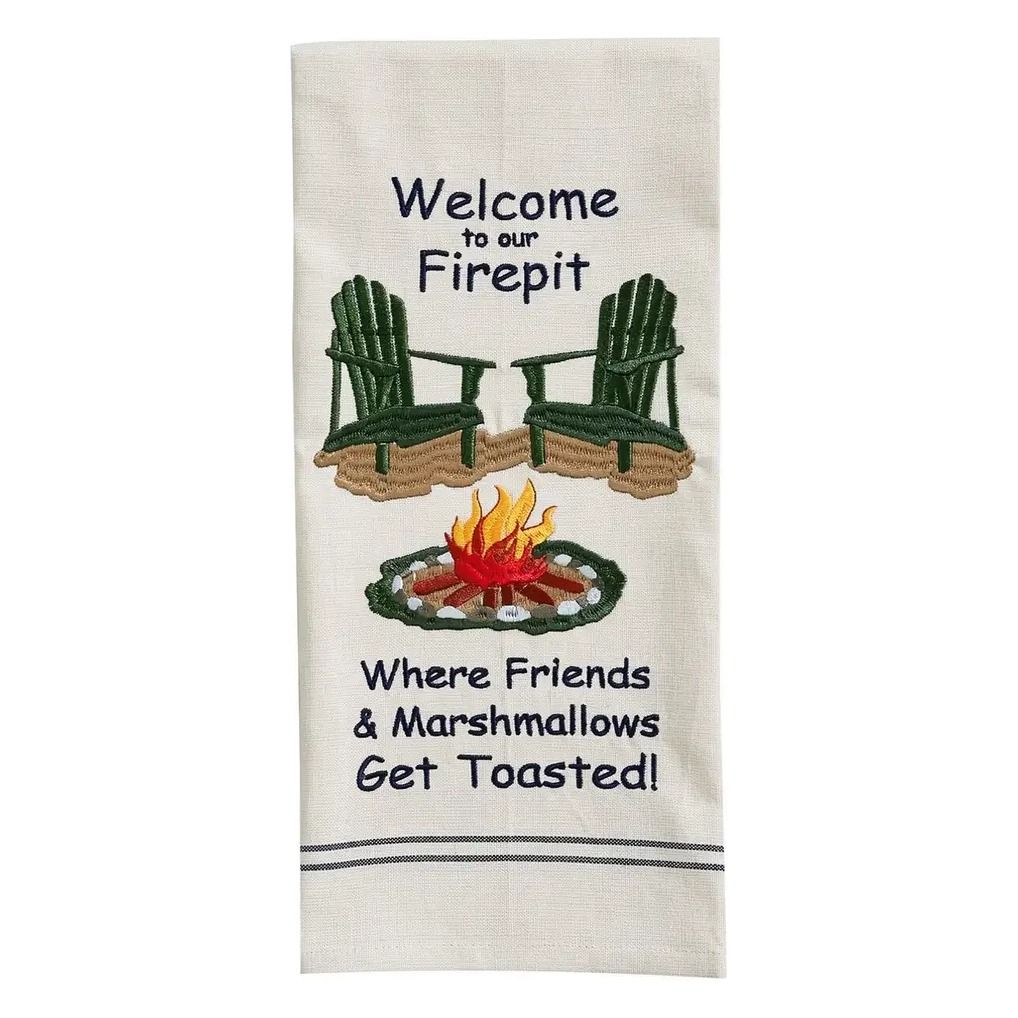 Welcome To Our Firepit Embroidered Dishtowel | Park Designs