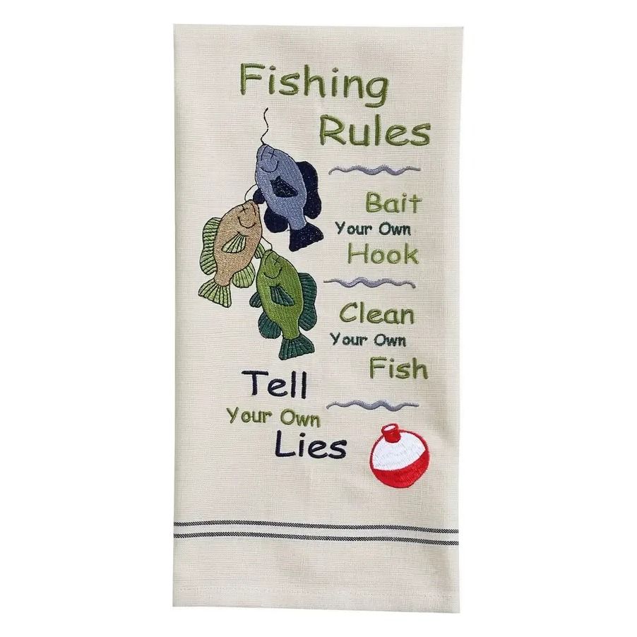 Fishing Rules Embroidered Dishtowel | Park Designs